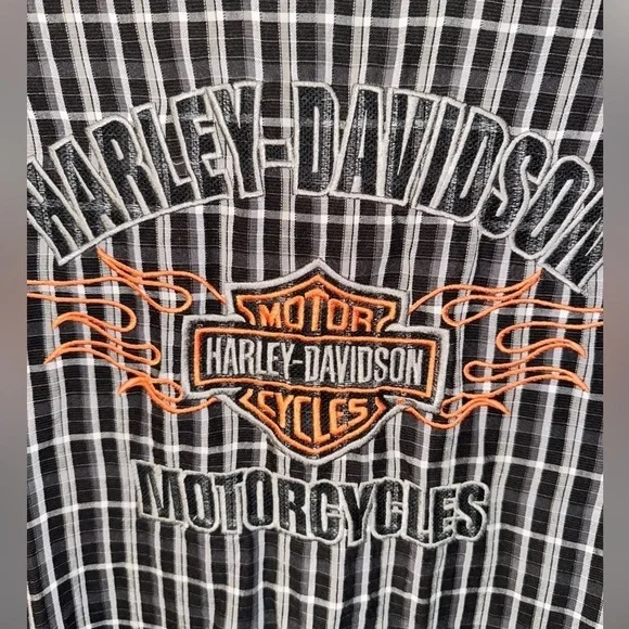 Harley-Davidson Mens Flames Embroidered Plaid Long Sleeve Size Large - Picture 5 of 8